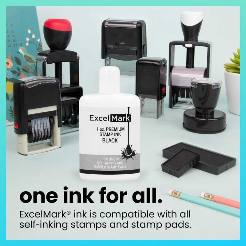ExcelMark Premium Self-Inking Stamp Refill Ink - 1 oz. (Black) - Image 3